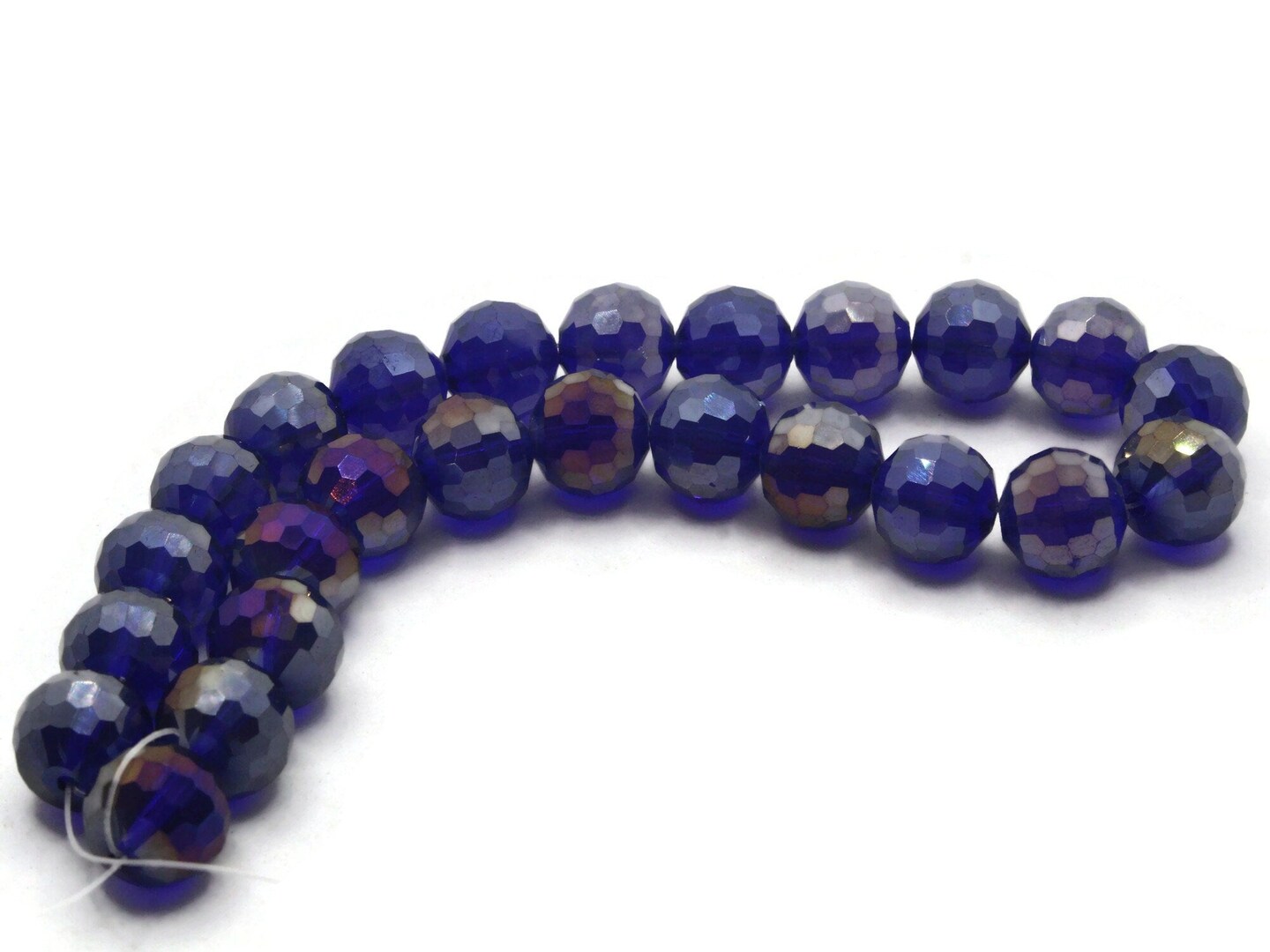25 12mm Faceted Round Blue Glass Beads