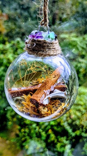 Amethyst 2inch Plastic Witch Ball, Nature Inspired Ornaments, Floral