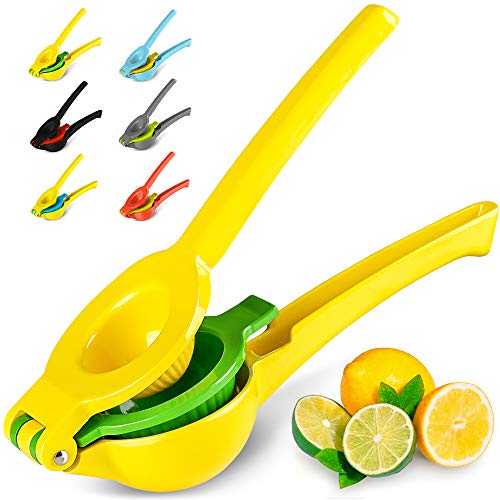2-In-1 Lemon Squeezer Manual - Sturdy, Max Extraction Hand Juicer Lemon Squeezer Gets Every Last Drop - Easy to Clean Manual Citrus Juicer - Easy-to-Use Lemon Juicer Squeezer-Yellow/Green