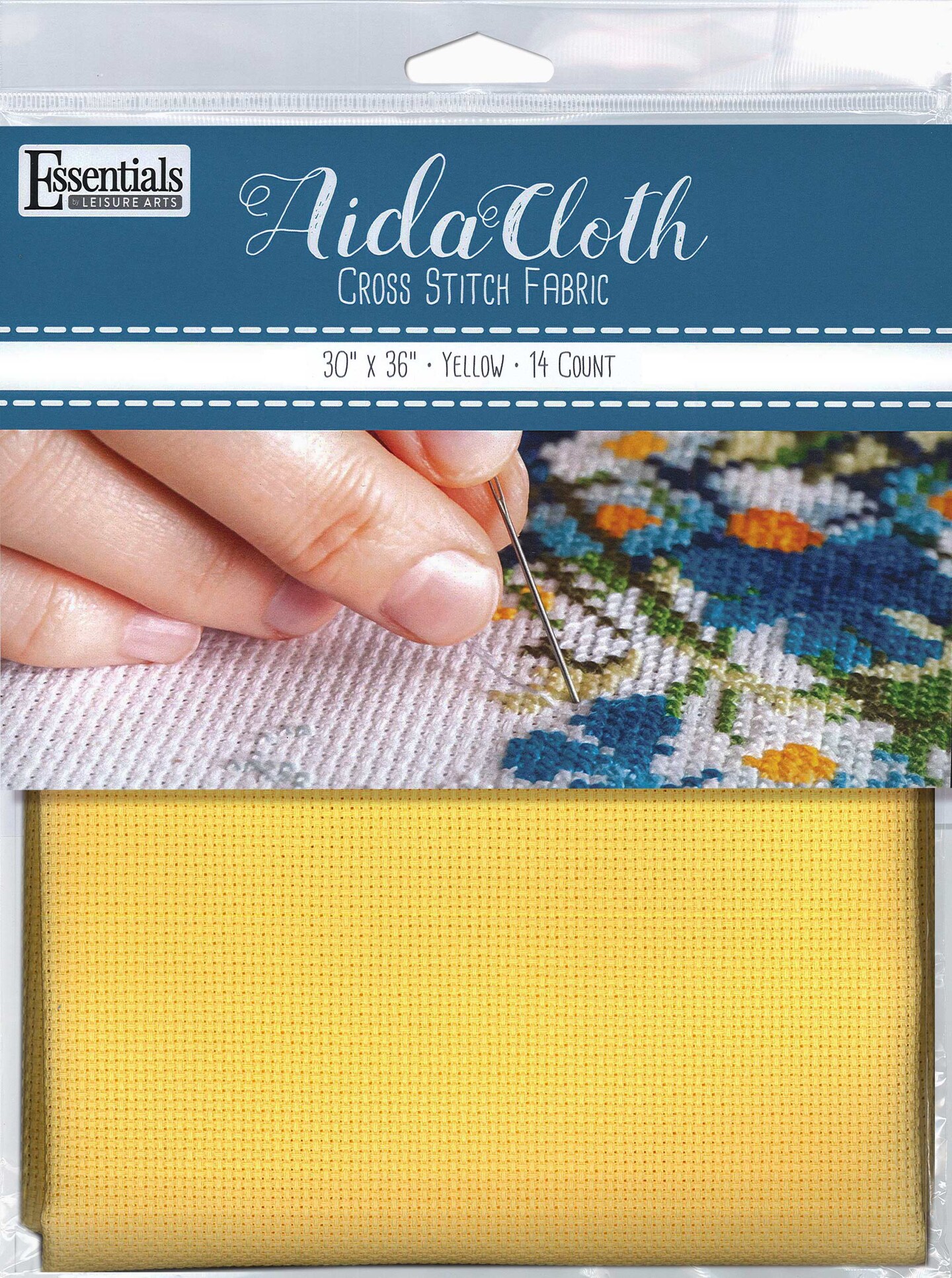 Essentials By Leisure Arts Aida Cloth, 14 count, 30&#x22; x 36&#x22;, Yellow cross stitch fabric for embroidery, cross stitch, machine embroidery and needlepoint