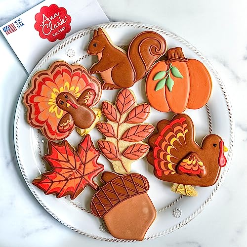 7 Pieces Fall and Thanksgiving Cookie Cutters Set. Made in the USA by Ann Clark, Pumpkin, Maple Leaf, Turkey, Squirrel, Acorn
