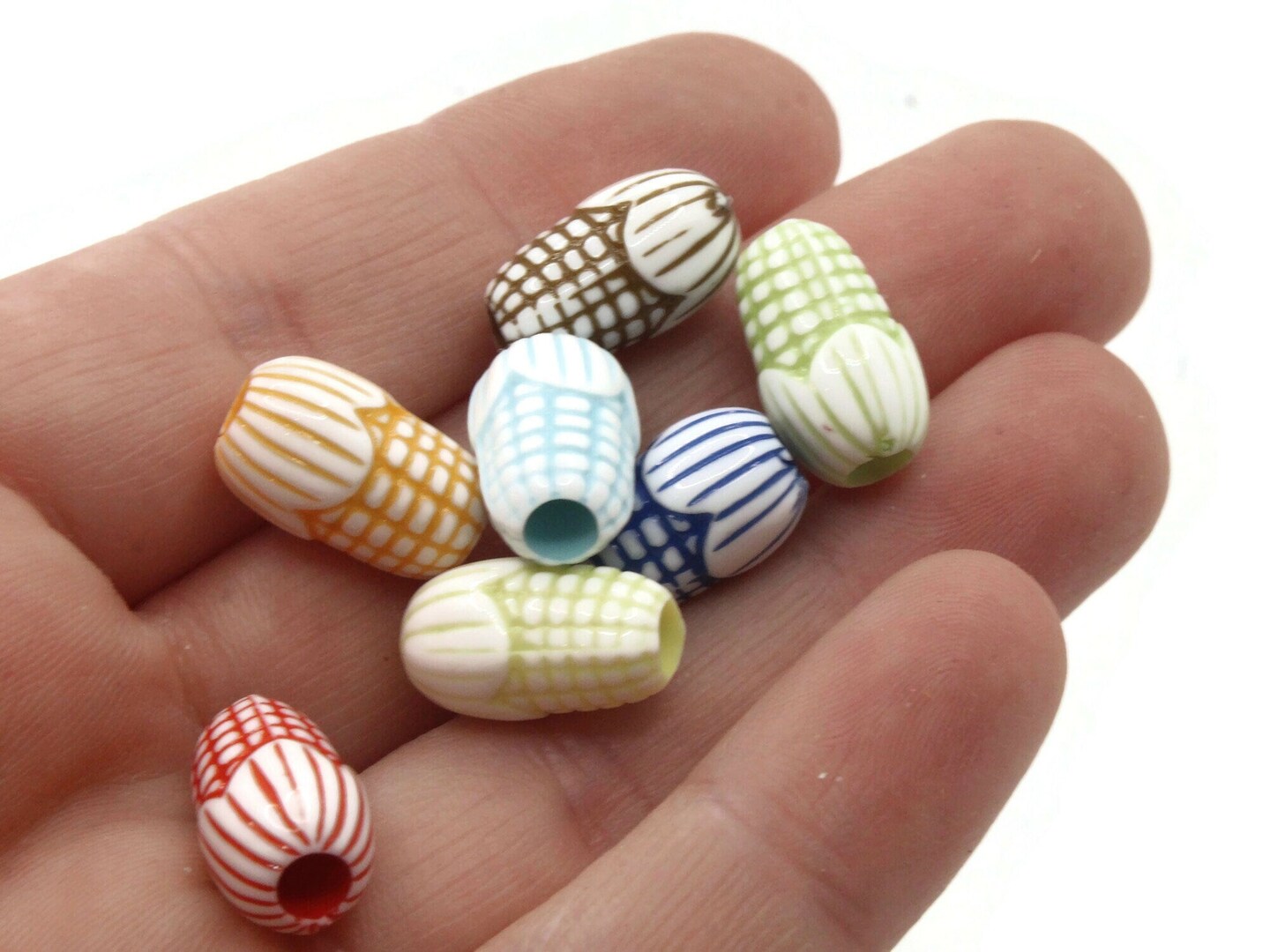 40 15mm Mixed Color Large Hole Multi-color Plastic Corn Beads