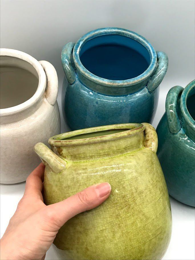 Ceramic Jar Crock Planter - Small WATER