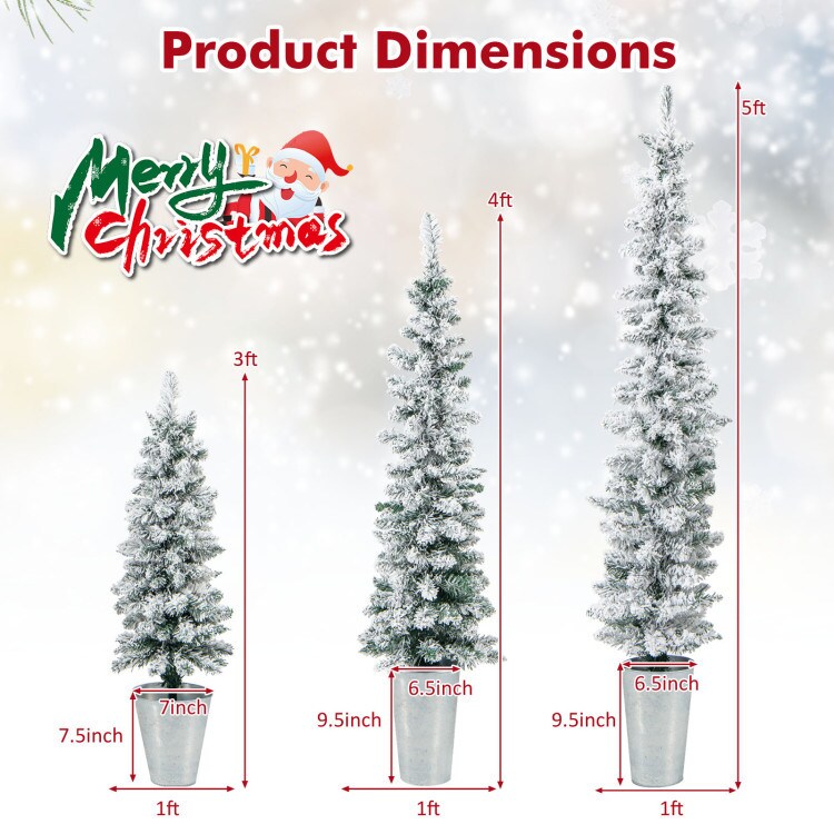 Set of 3 Potted Artificial Christmas Tree