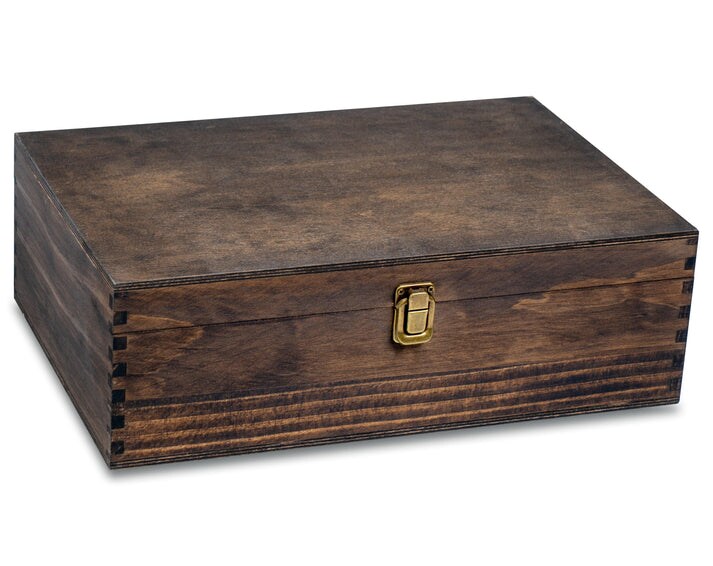 Makerflo XL Size Pine Wood Memory Box with Black Felt Inside and Hinged with Clasp of Front, Keepsake Wooden Box Ideal for Craft and Personalization (Laser Engraving, Epoxy, UV DTF, and Vinyl)