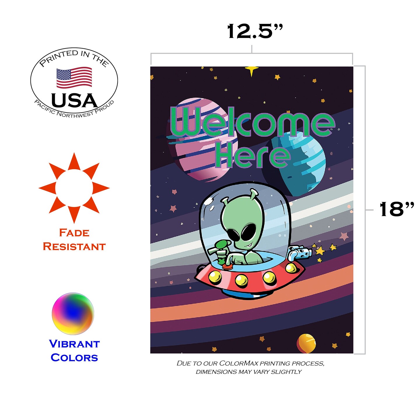 Welcome Here Alien Decorative Ufo Flag