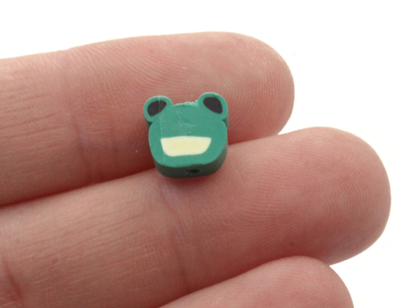 20 Green Frog Head Miniature Animal Polymer Clay Beads