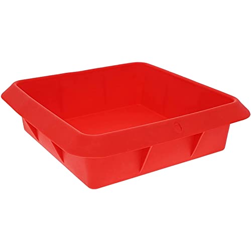 4 Piece Red Silicone Bakeware Set with Square Brownie Pan, Bread Loaf,  Round Cake and Pie Pans (Nonstick)