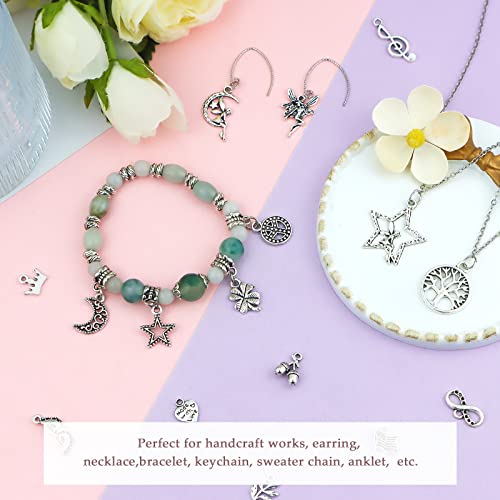 200 Pieces Wholesale Bulk Lots Jewelry Making Charms Mixed Smooth Tibetan Silver Metal Charms Pendants DIY for Necklace Bracelet Jewelry Making and Crafting