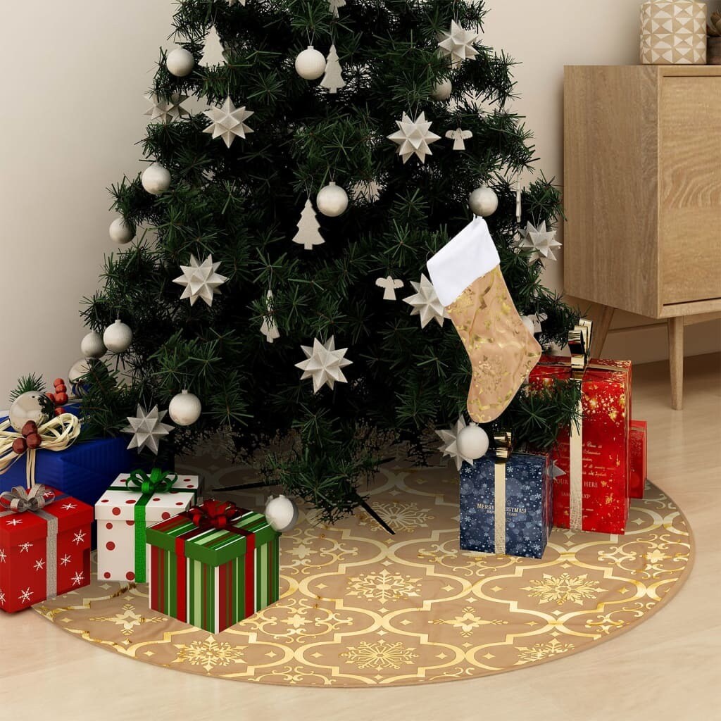Luxury Christmas Tree Skirt with Sock 4 ft Fabric