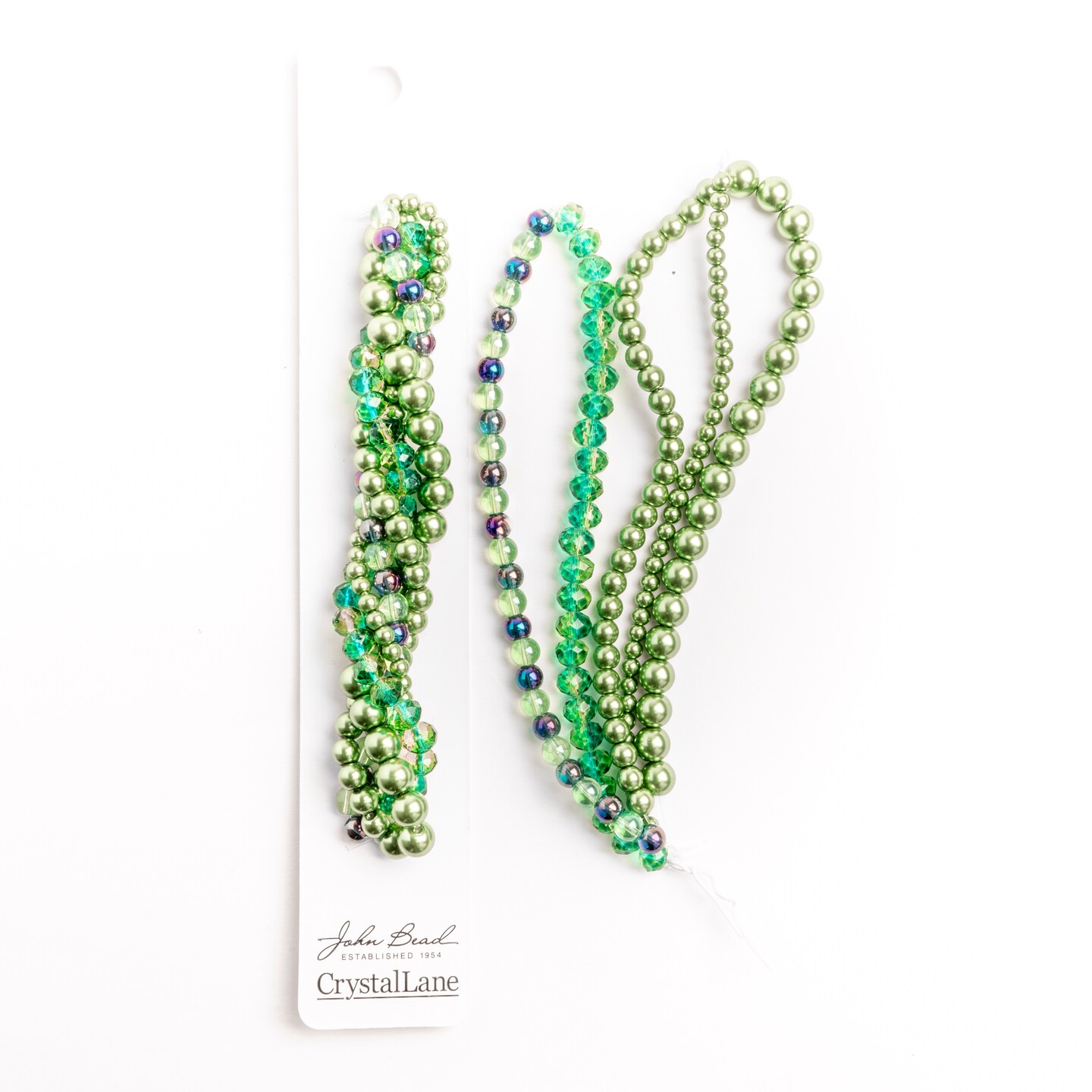 Crystal Lane DIY Green Hydrangea Twisted Glass &#x26; Pearls Beads, 5 Strands