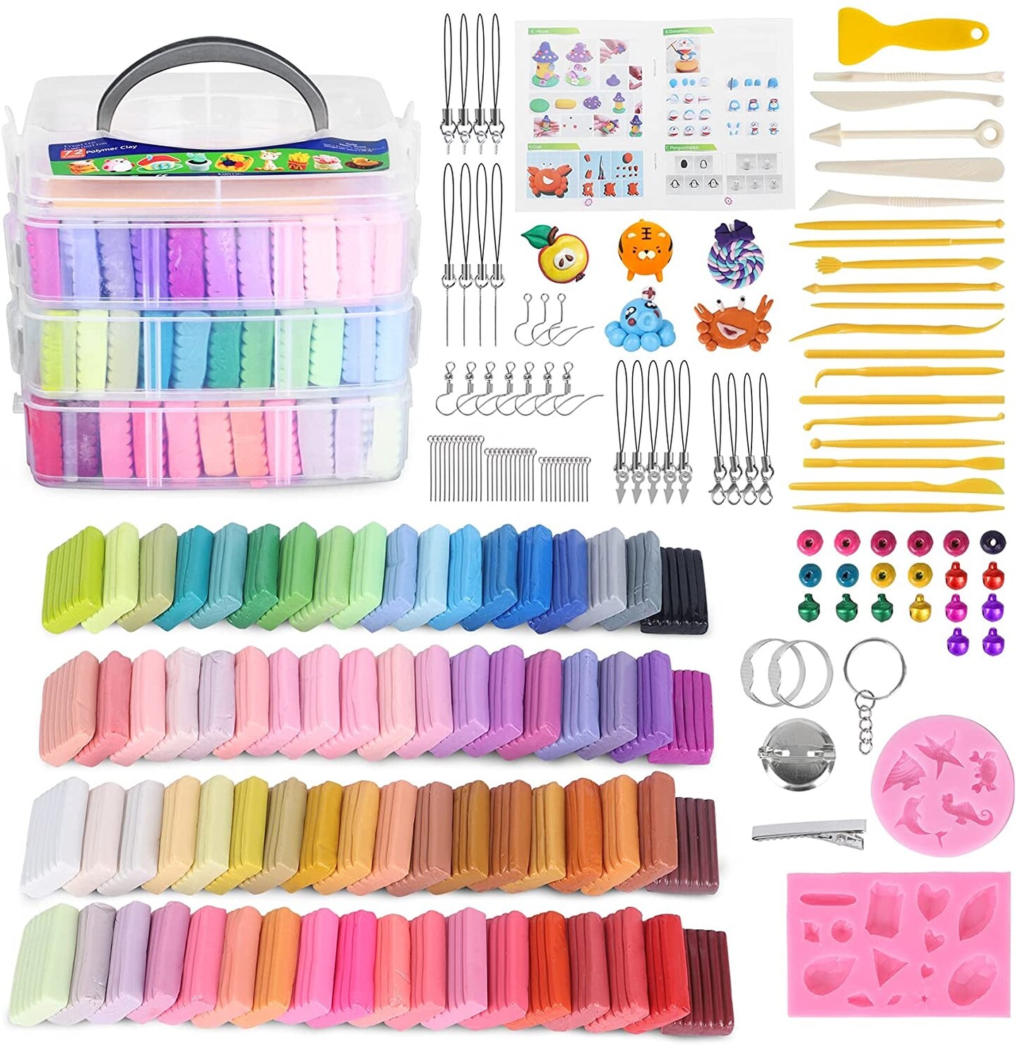 Polymer Clay 50 Colors, Modeling Clay for Kids DIY Starter Kits, Oven Baked  Model Clay, Non-Toxic, Non-Sticky,With Sculpting Tools, Gift for Children