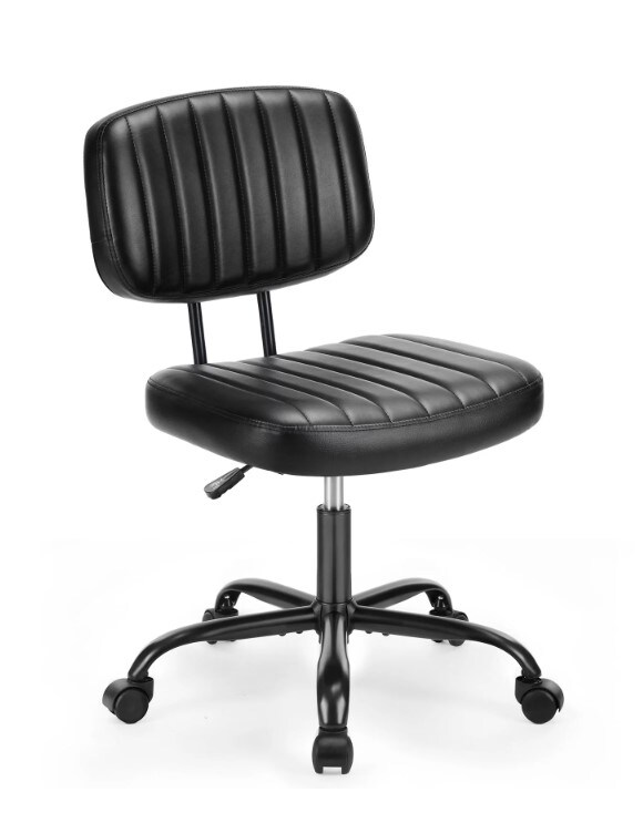 Armless Desk Chair, Adjustable Height Rolling Swivel Computer Task Chair without Arm for Small Space, Small Home Office Chair with Wheels and Lumbar Support