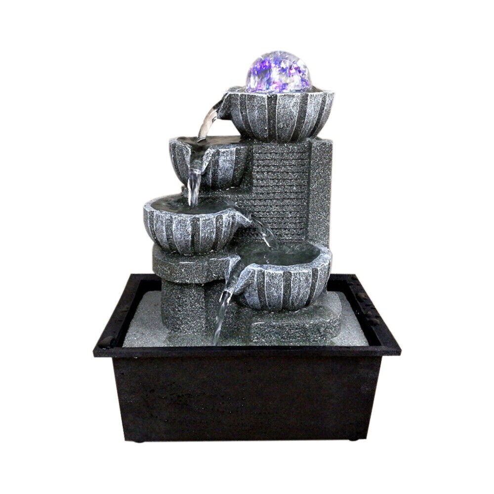 4 tier Elegant Water Fountain with LED Lights and Crystal