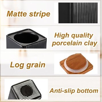 Airscape Coffee Containers Food Jars 2 Pcs Food Storage Canisters Square Ceramic Cookie Jars 25oz 34 oz Kitchen Canister with Airtight Lid