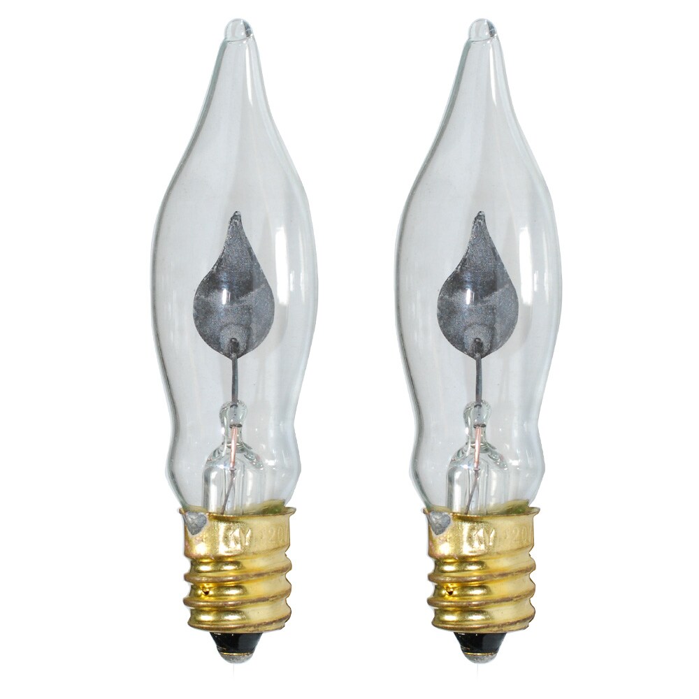 2Pk - C7 Flicker Flame Transparent Clear, 3.5 Watt Light Bulbs
