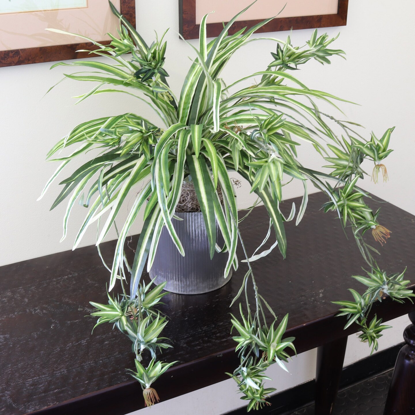 4-Pack: Spider Fern Plant with 60 Silk Fronds, 32&#x22; Wide, UV Resistant, Faux Greenery by Floral Home&#xAE;