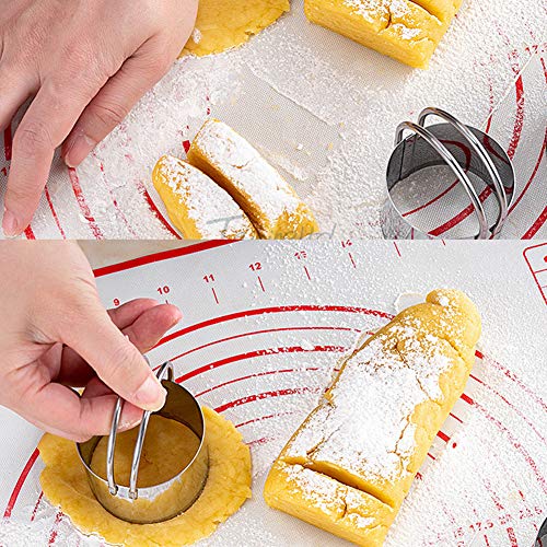 5 Pieces Circle Biscuit Cutter,Professional Stainless Steel Round Cookies Mold Tool with Ring Handle for Baking Pastry Doughnut