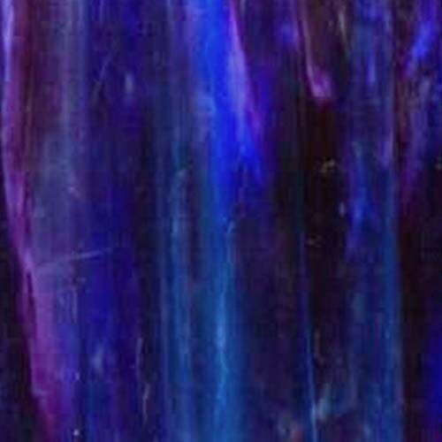 Wissmach Stained Glass Sheet and Mosai Glass: Blue w/Streaks of Purple &#x26; White Opal