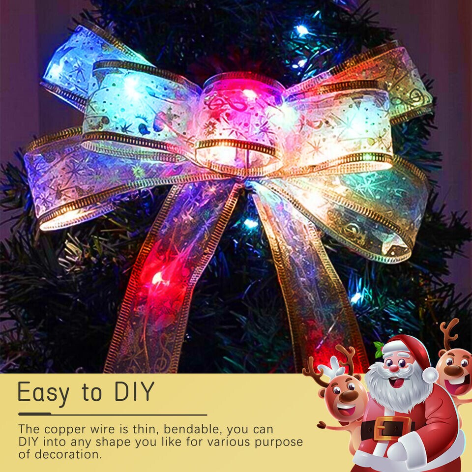 Christmas Ribbon Bows Fairy String Lights