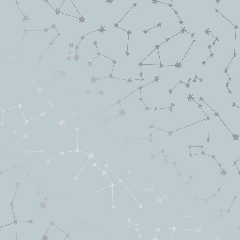 Tempaper Constellations by Novogratz Peel and Stick Wallpaper Powder Blue/Metallic Silver