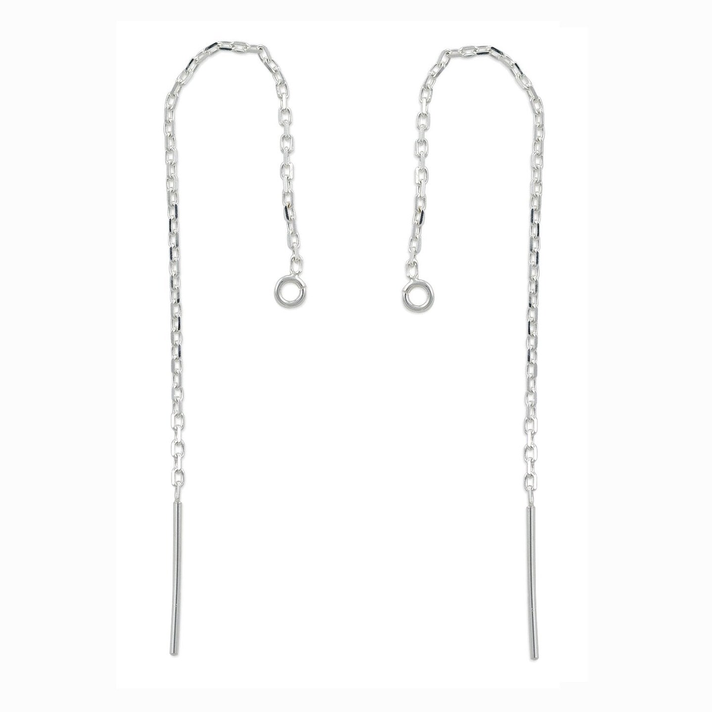 JewelrySupplySterling Silver Cable Chain Earring Threaders with Open Jump Ring (1 Pair of Sterling Silver Earrings)