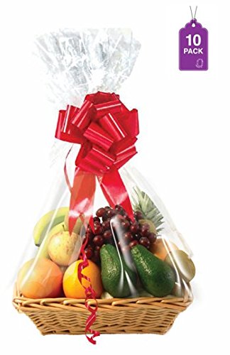Amscan Functional Cellophane Clear Shrink Wrap Basket Bag Party Supplies for Any Occasion, 24 x 30, Transparent