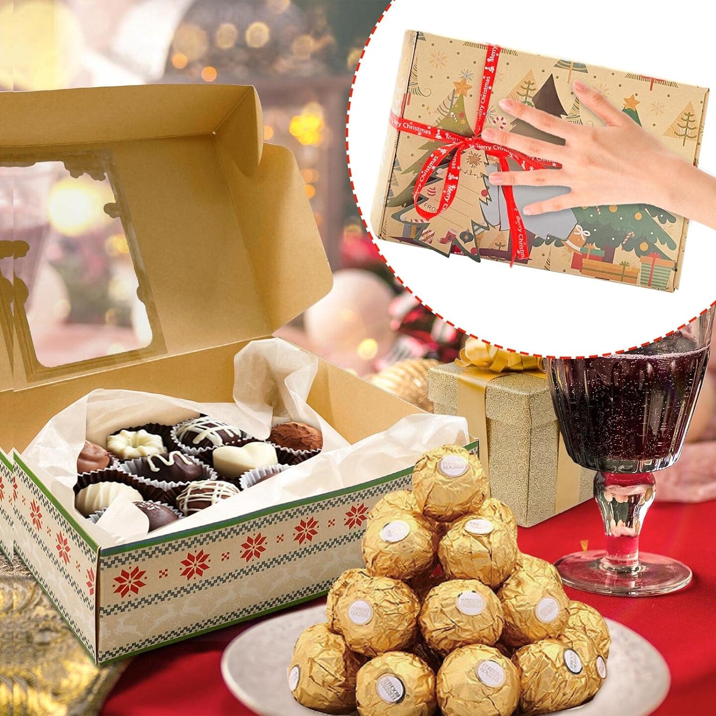 Assorted Christmas Cookie Boxes with Window 12 packs