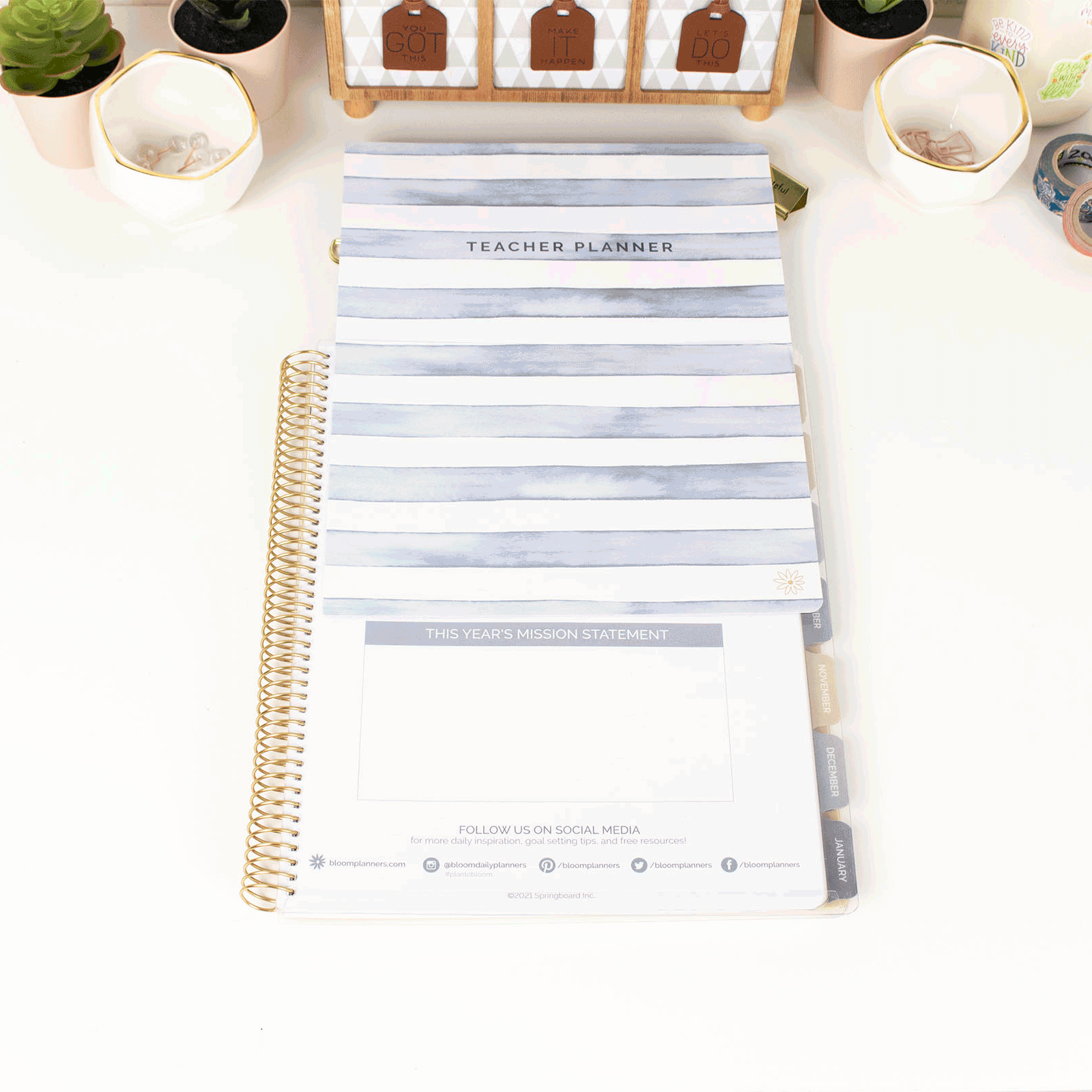 bloom daily planners Undated Teacher Planner & Calendar, Interchangeable Cover