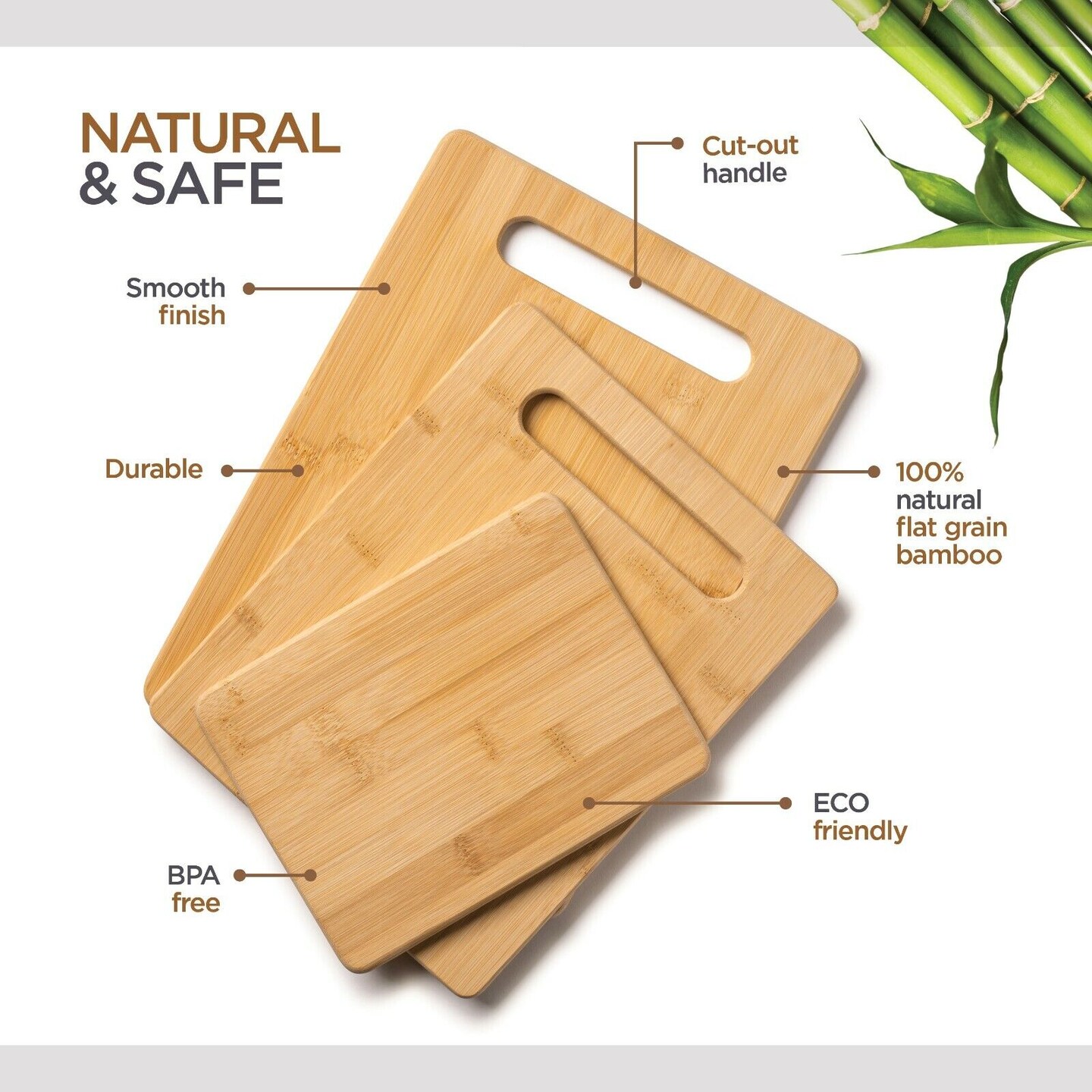 Natural Bamboo Cutting Board Set of 3