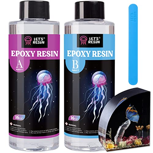 LET&#x27;S RESIN Crystal Clear Epoxy Resin, 32oz Bubbles Free Epoxy Resin, Table Top &#x26; Bar Top Casting Resin, Clear Epoxy Resin for Art Crafts