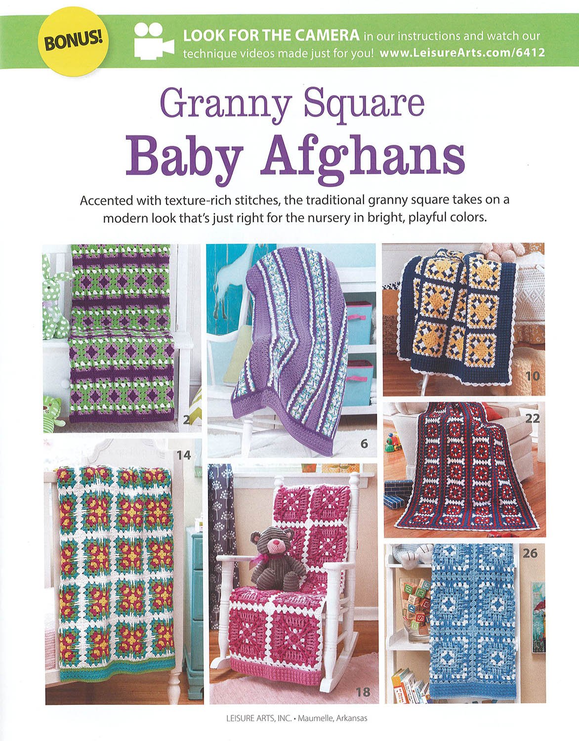 Leisure Arts Granny Square Baby Afghans Crochet Book