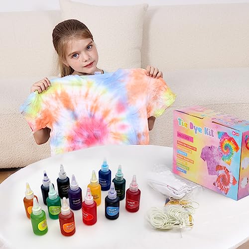 Meland Tie Dye Kit with 3 White T-Shirts, 18 Colors DIY Fabric Tye Dye for  Clothes, Arts and Craft for Kids Girls Age 8-12 Year Old, Birthday  Christmas Gift for Girls 4,5,6,7,8,9,10,11,12