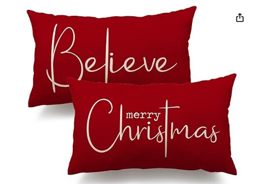 Merry Christmas Pillow Cover 12x20 Farmhouse Christmas Throw Lumbar Pillow  Cover Decorations Christmas Tree Holiday Decor Case for Home Couch