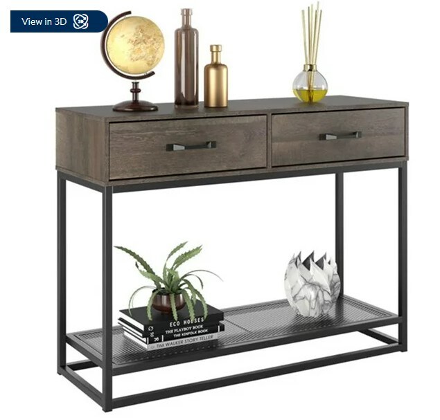 Sofa Console Table, Narrow Long Entryway Table with Storage Shelf