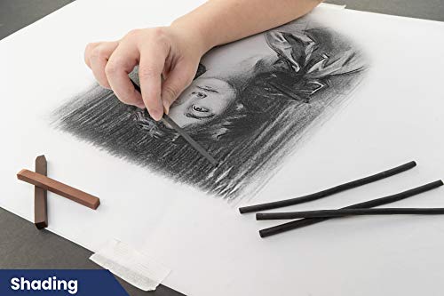 Artist Charcoal, Soft, Black 4 Charcoal Sticks for Drawing, Sketching, and Fine Art