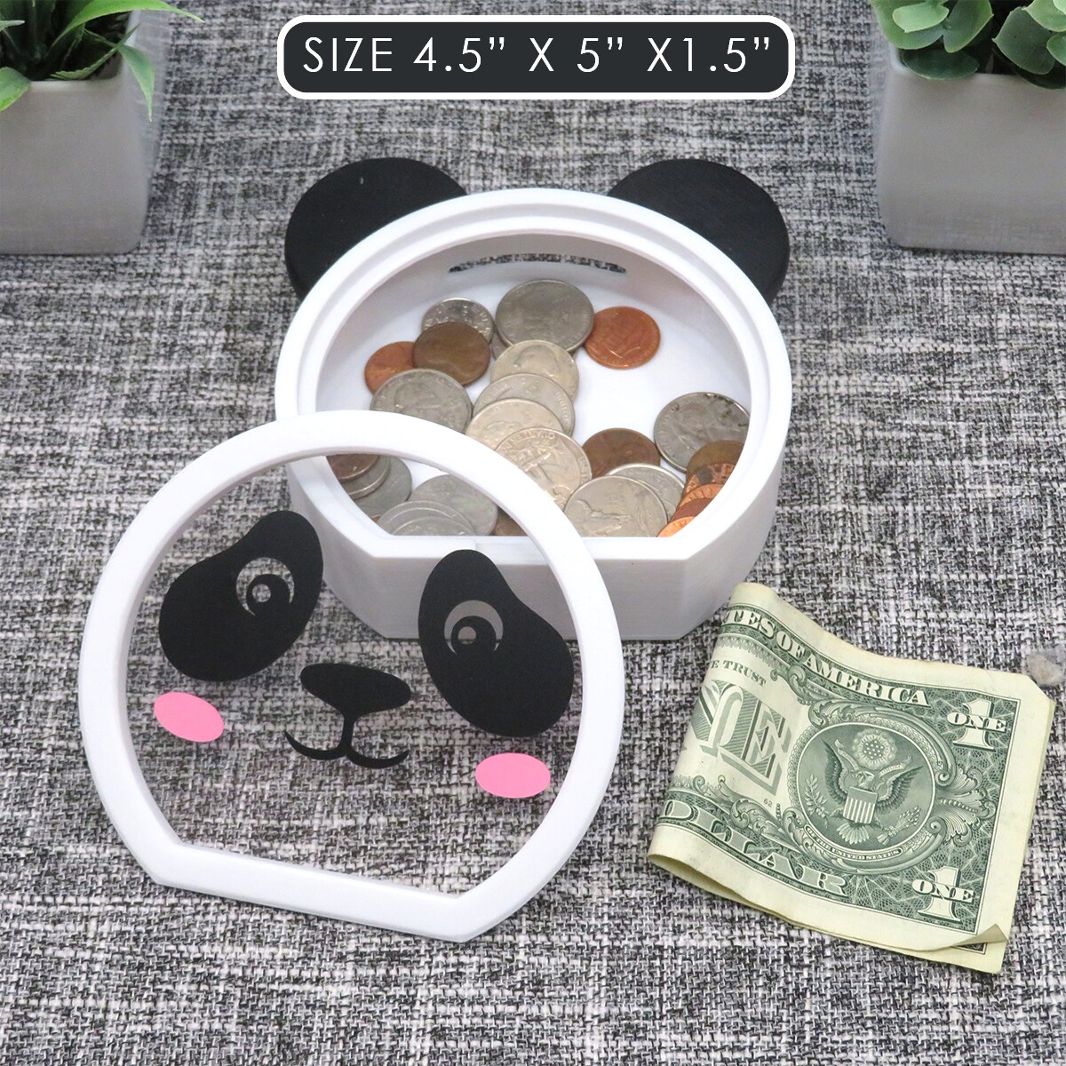 Panda Bear Bank -  3D Printed Panda Face Coin Bank  - Money Saver for kids and Panda Enthusiasts product 2