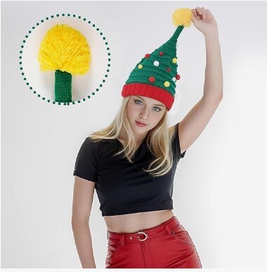 Adult Santa Hats 2pcs Christmas Knitted Hats Christmas Knitted Beanies Hat Winter Warm Crochet Hat with Pompoms for Women Men Children Children&#x27;s Christmas Costume Party