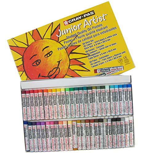 Cray-Pas Junior Artist Oil Pastel Set - Soft Oil Pastels for Kids & Artists - 50 Sticks