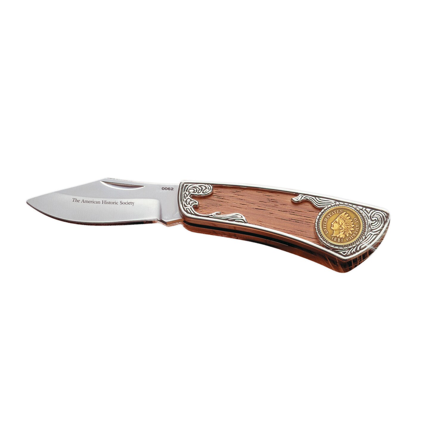 100&#x2010;Year Old Gold Layered Indian Cent Pocket Knife