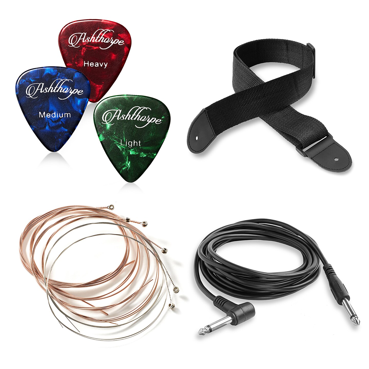 Ashthorpe Full-Size Left-Handed Dreadnought Cutaway Acoustic-Electric Guitar Bundle - Premium Tonewoods