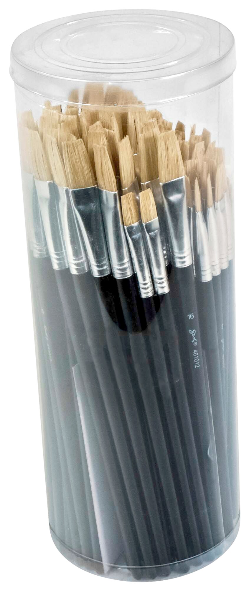 Sax White Bristle Brush School Pack, Flat Type, Long Handle, Assorted ...