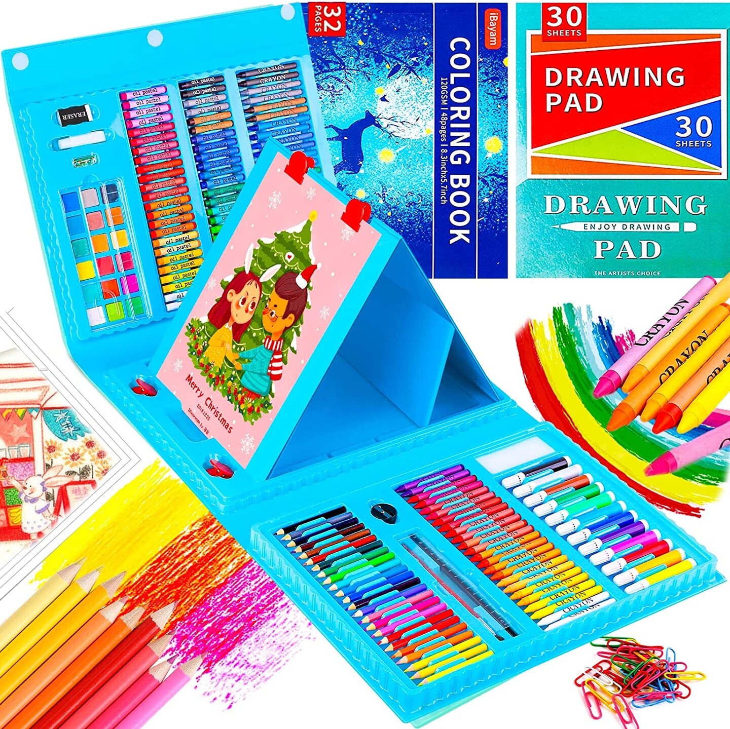iBayam Art Kit, Supplies Drawing Kits, Arts and Crafts for Kids, Gifts Teen  Girls Boys 6-8-9-12, Set Case with Trifold Easel, Sketch Pad, Coloring  Book, Pastels, Crayons, Pencils