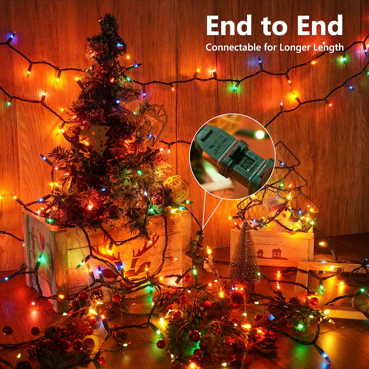 Multicolor Christmas Lights with Green Wire, 66 Feet 300 Count