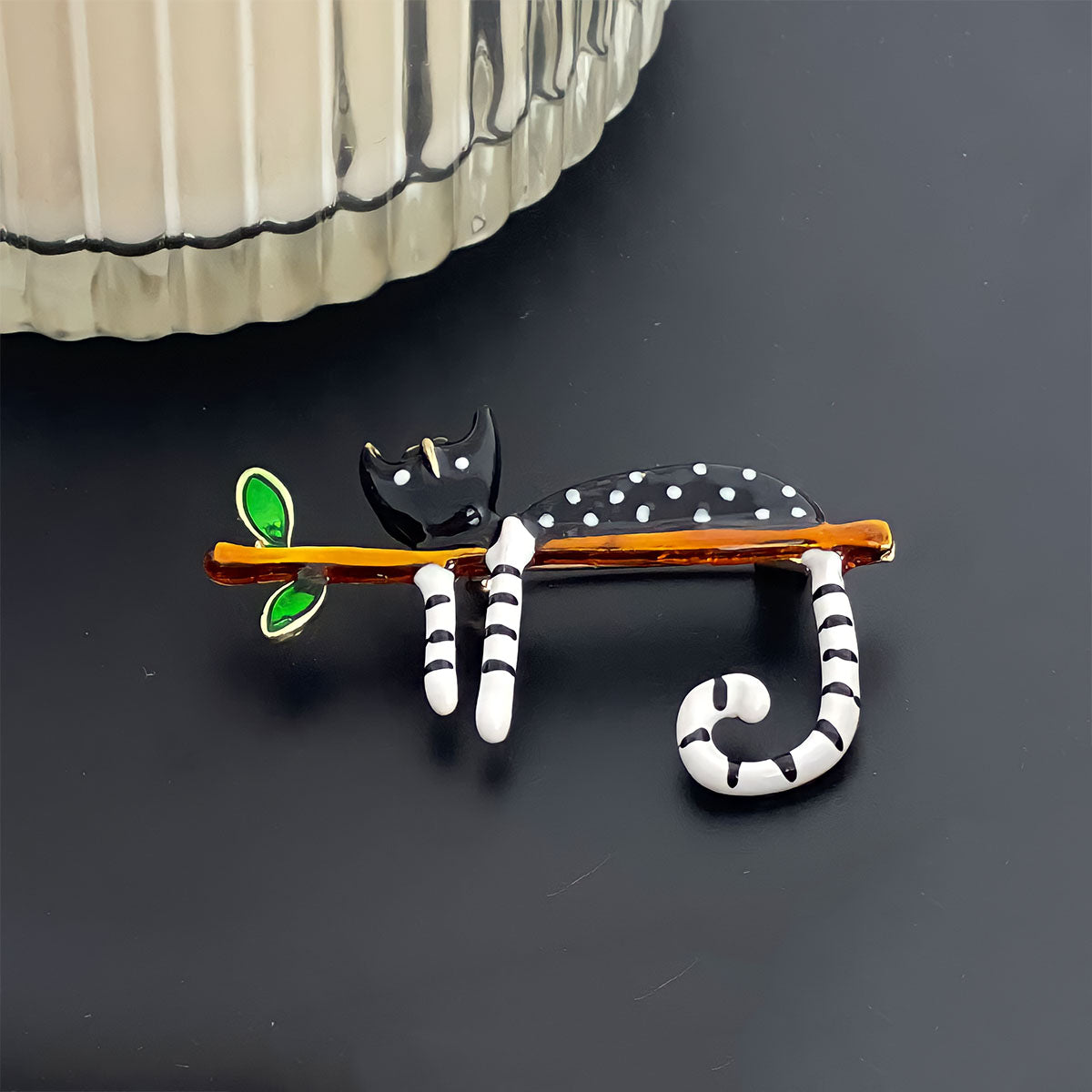 Wrapables Lounging Cats Enamel Brooch Pin, Cat on Branch