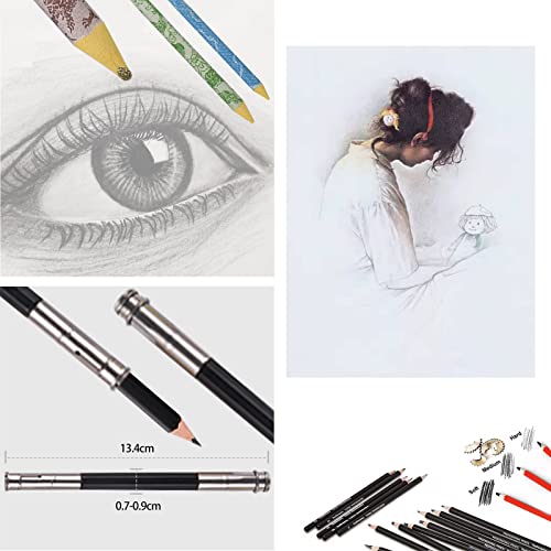 Heshengping Sketch &#x26; Drawing Art Pencil Kit-50 Piece Set, Include 24 Color Pencil(For Adult Kid Coloring Books) &#x26; Graphite Charcoal-Pencil Etc., Art Supply Ideal for Adult, Kid,Student, Beginner