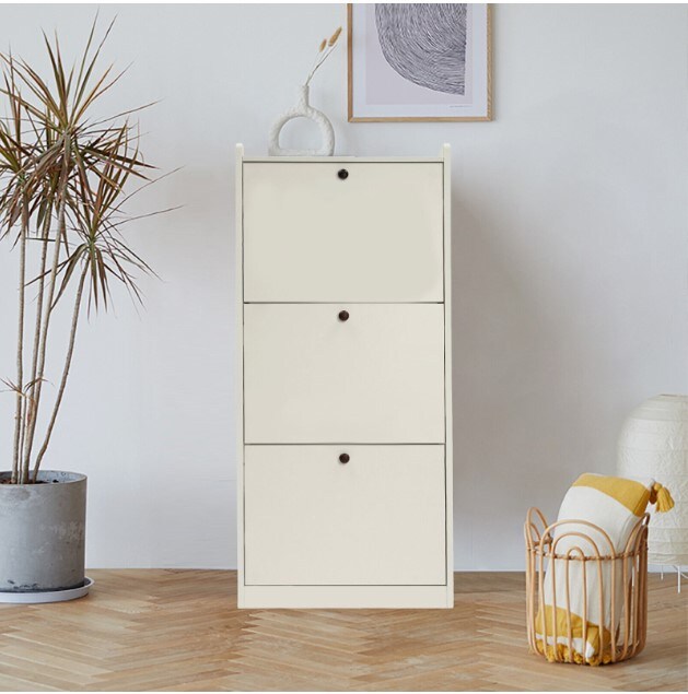 3 Flip Drawers Freestanding  Shoe Cabinet with Rack Fold-Out Cupboard Organizer