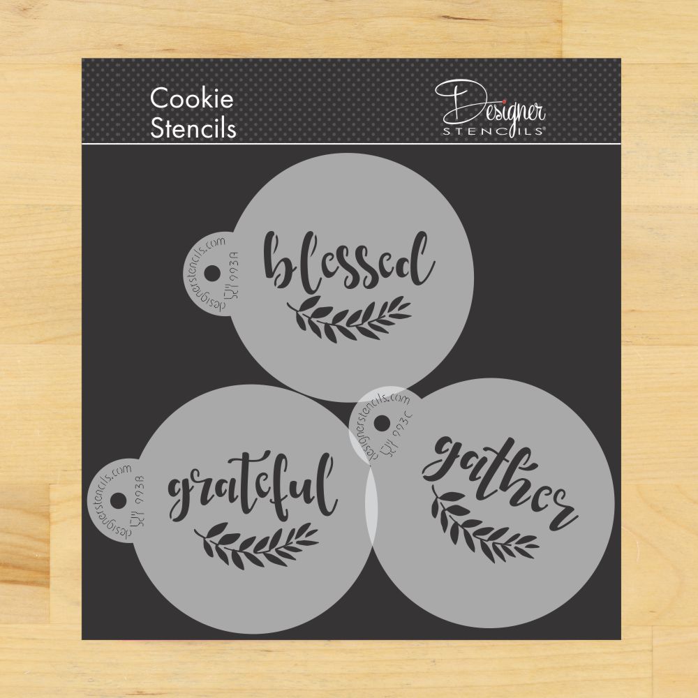 Designer Stencils Thankful Grateful Blessed Lettering Stencil