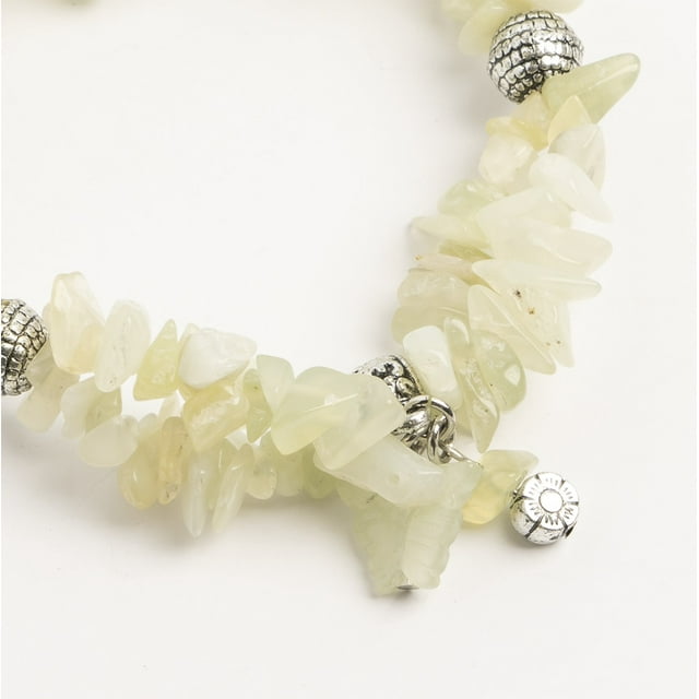 Earth&#x27;s Jewels Semi-Precious New Jade Natural Bracelet, Butterfly Charm