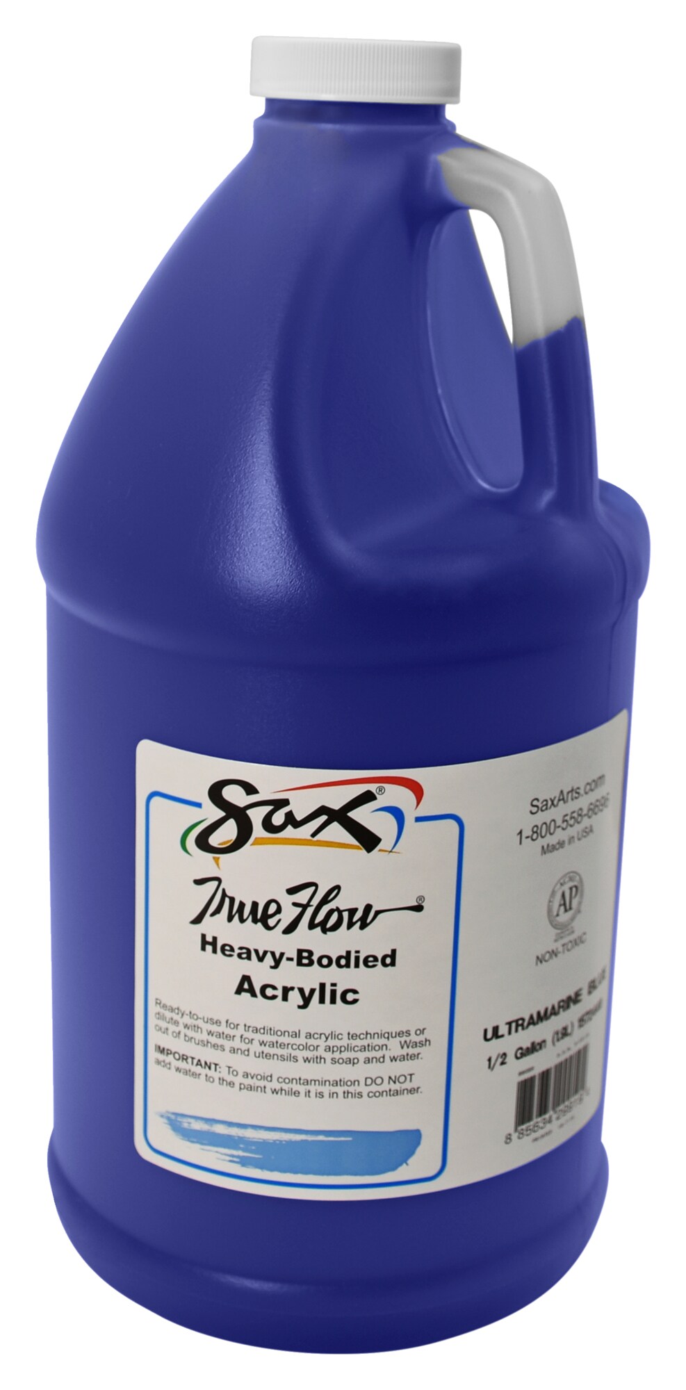 Sax True Flow Heavy Body Acrylic Paint, Ultramarine Blue, Half Gallon ...